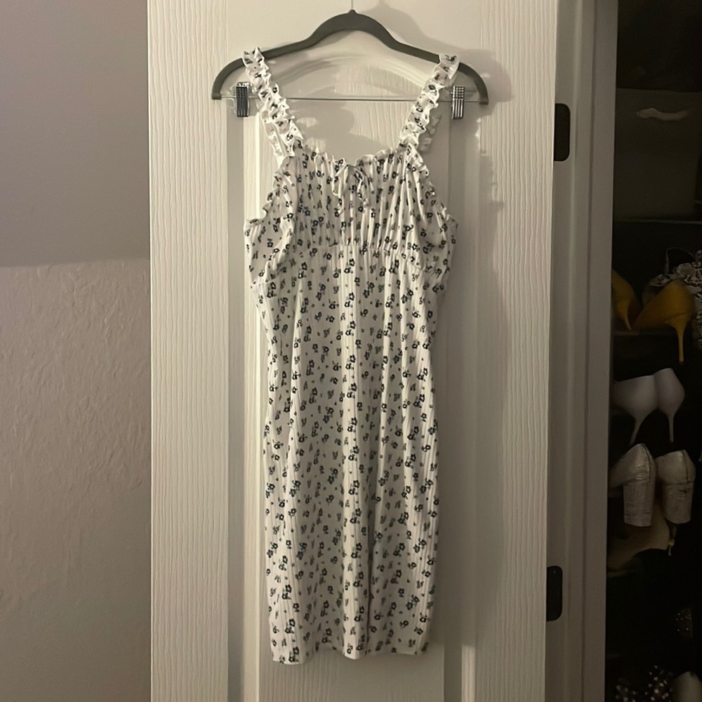 Ribbed/ bodycon dress/ ties in front.